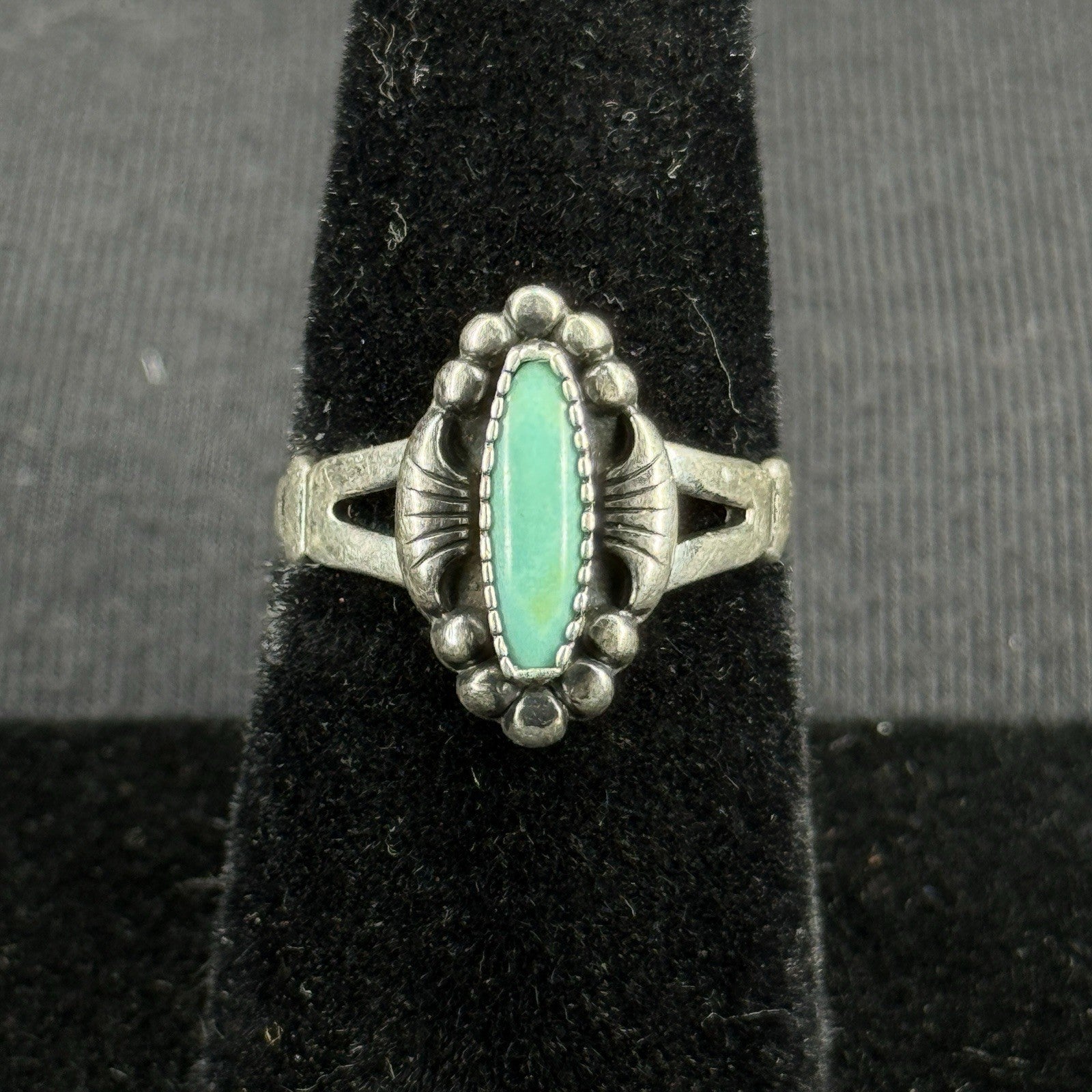 Native Bell Trading Post Turquoise Sterling Silver Ring Size 6 925