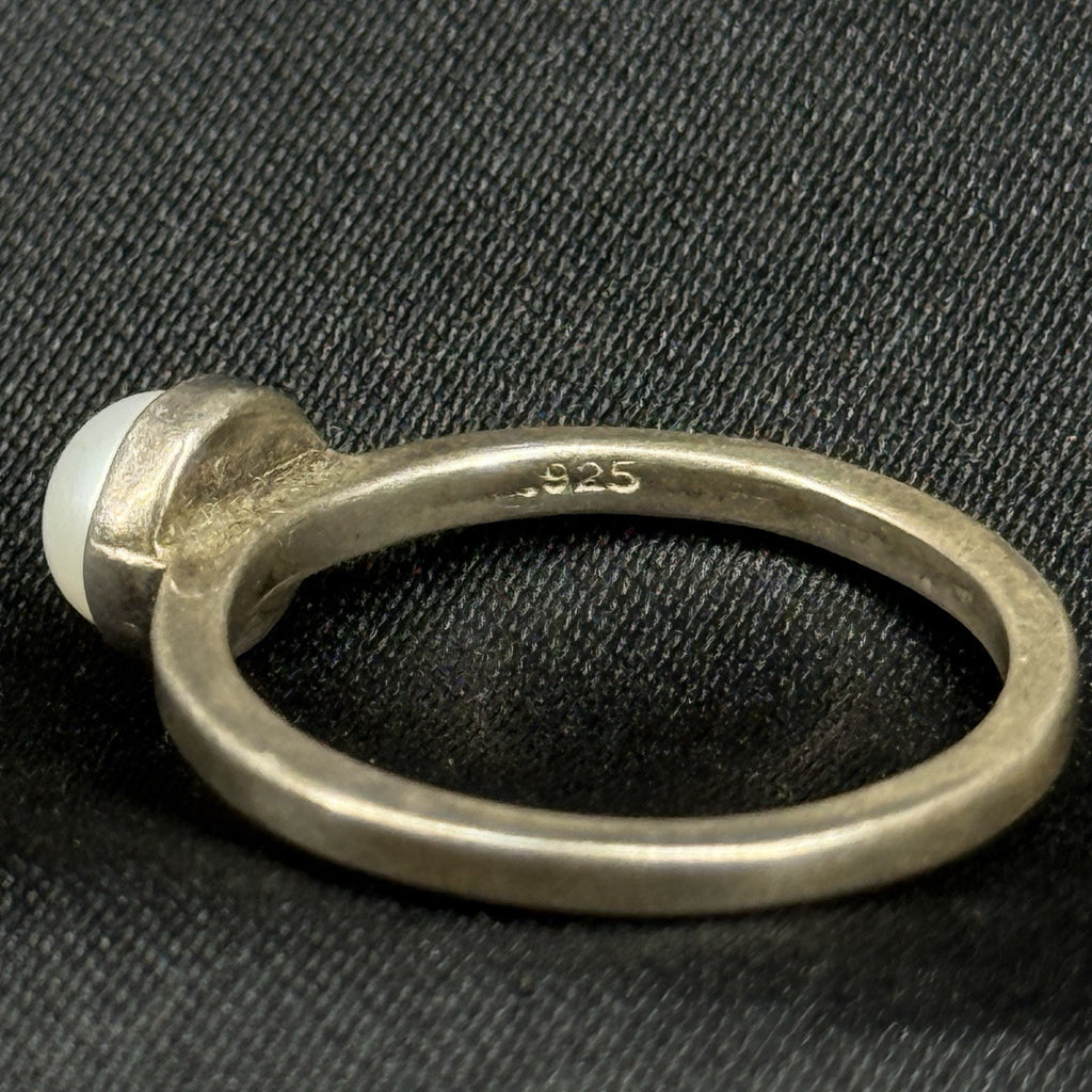 Estate Sterling Silver Ring Pearl  Band Size 6.5 925