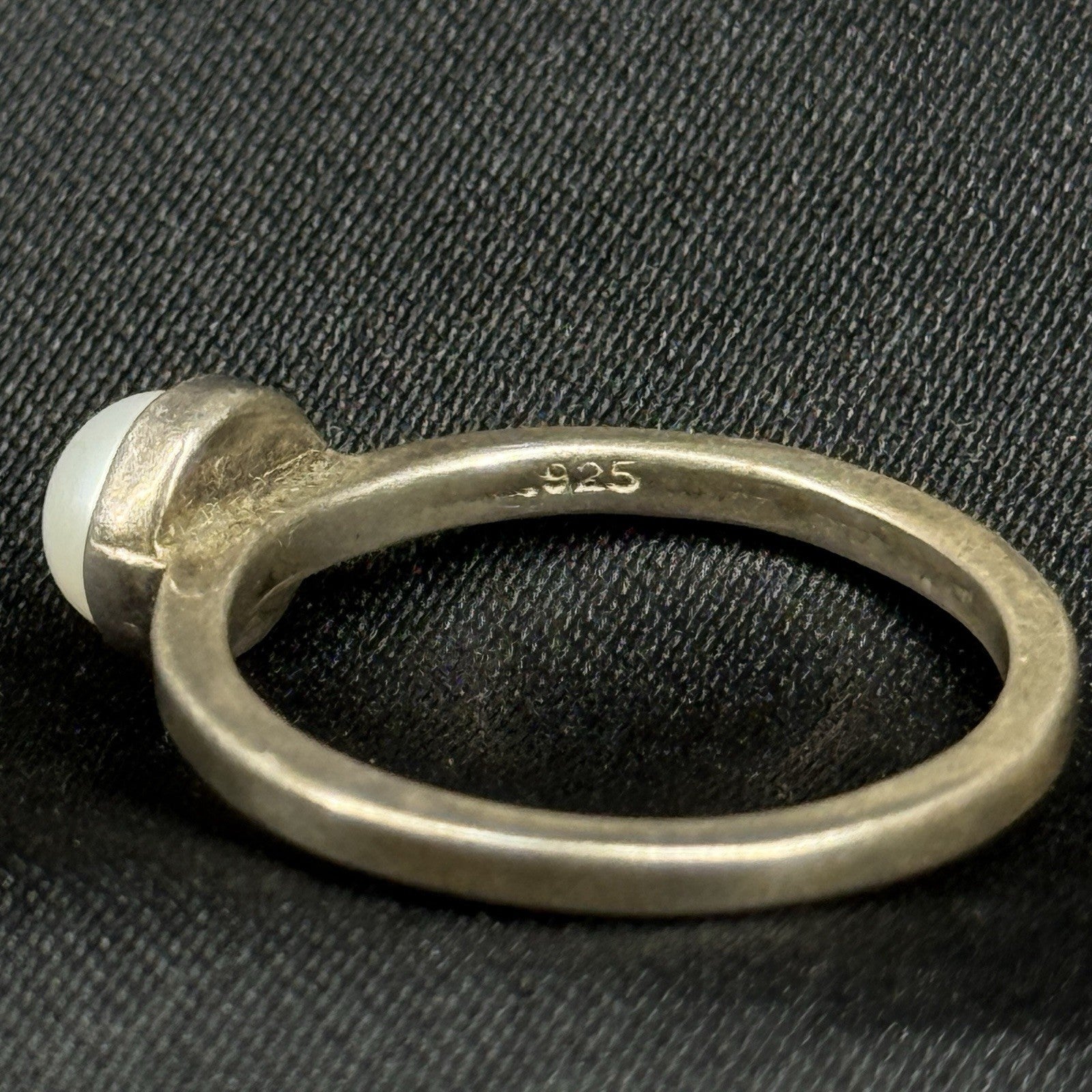 Estate Sterling Silver Ring Pearl  Band Size 6.5 925