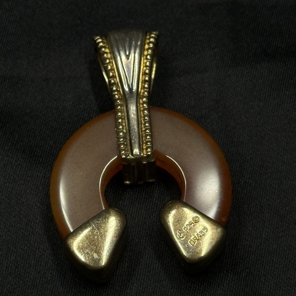 Carolyn Pollack Sterling Silver And Brass Horseshoe Pendant Carnelian