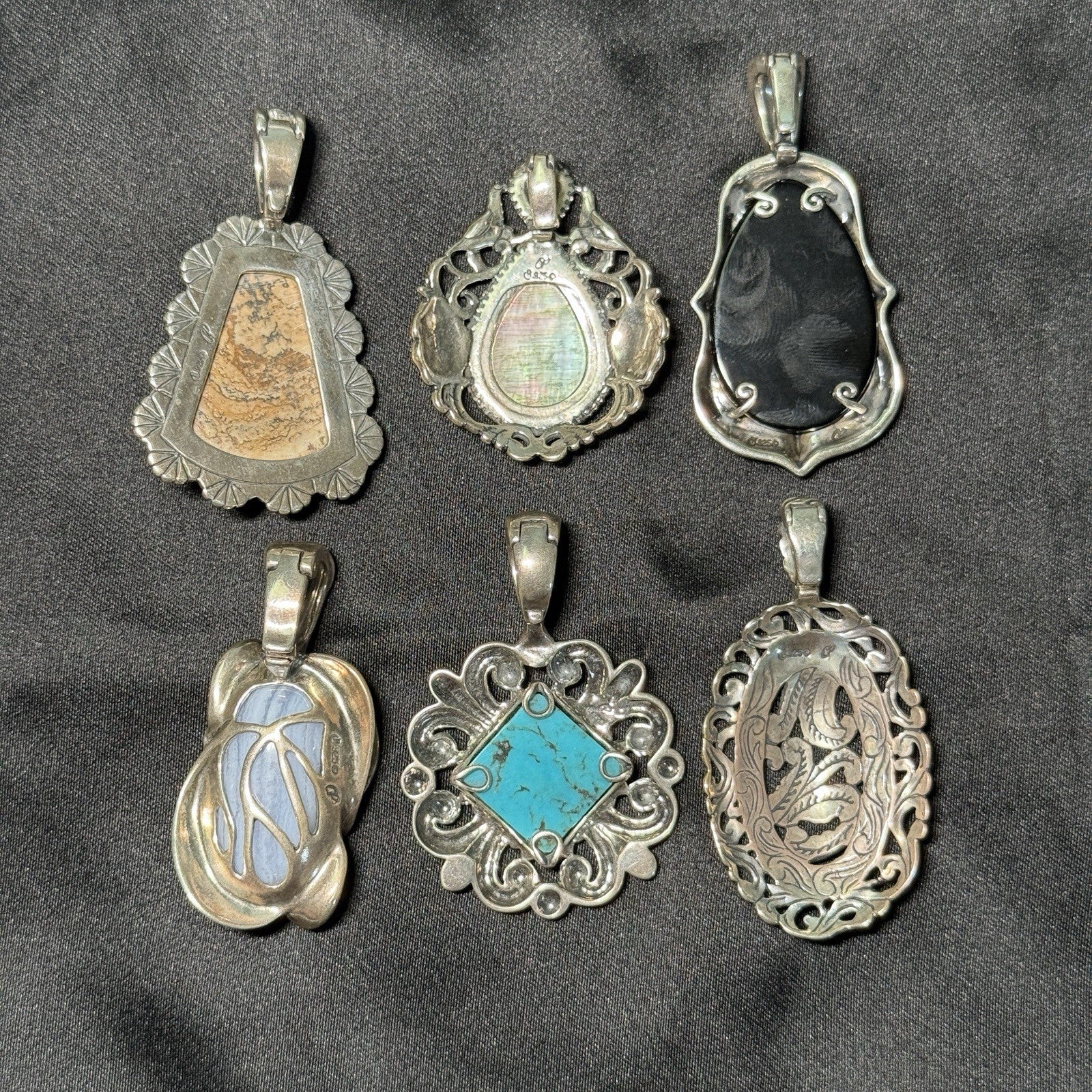 Carolyn Pollack Sterling Silver .925 Mixed Lot Of Large Pendants Lot of 6. 122g