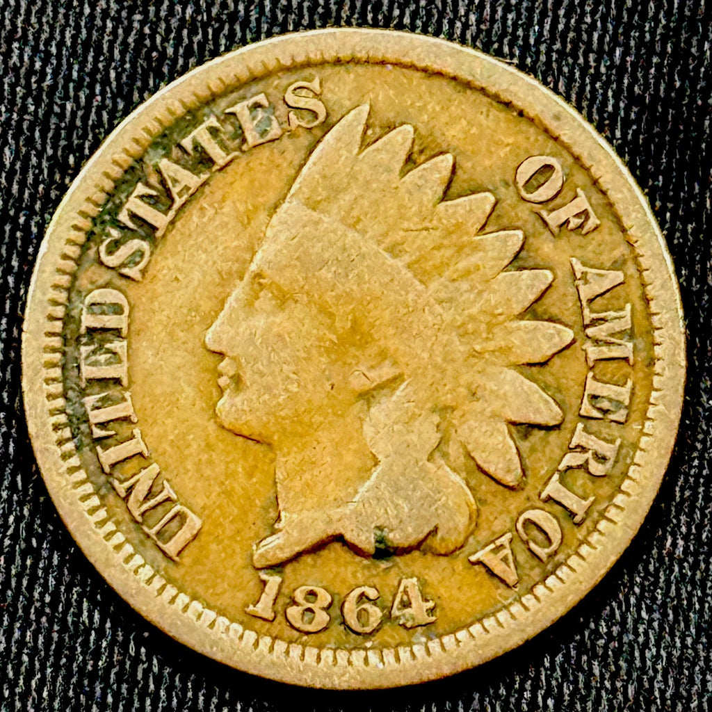 1864 Indian Head Cent VG Bronze No L Good Detail Early US Coin