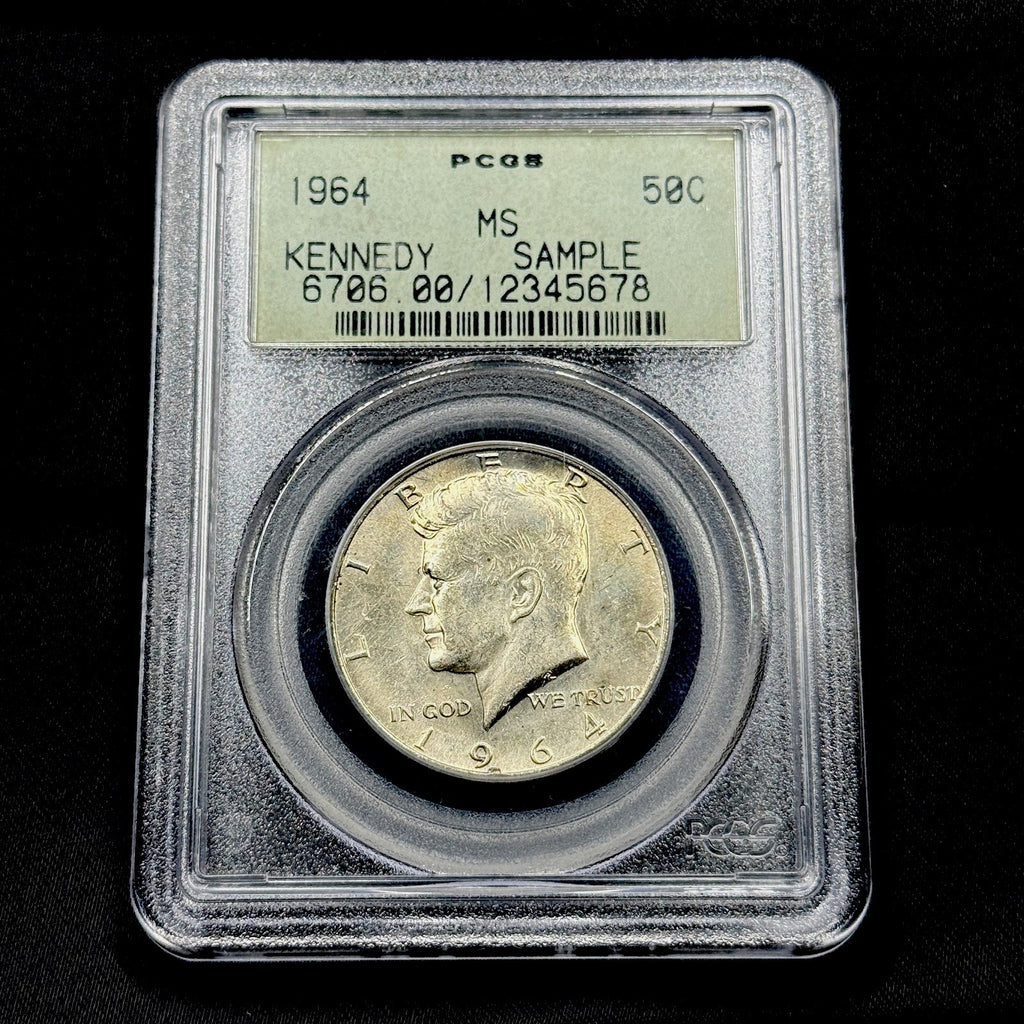 1964 (Denver ) Kennedy Half Dollar PCGS Sample Slab MS Old Green Holder