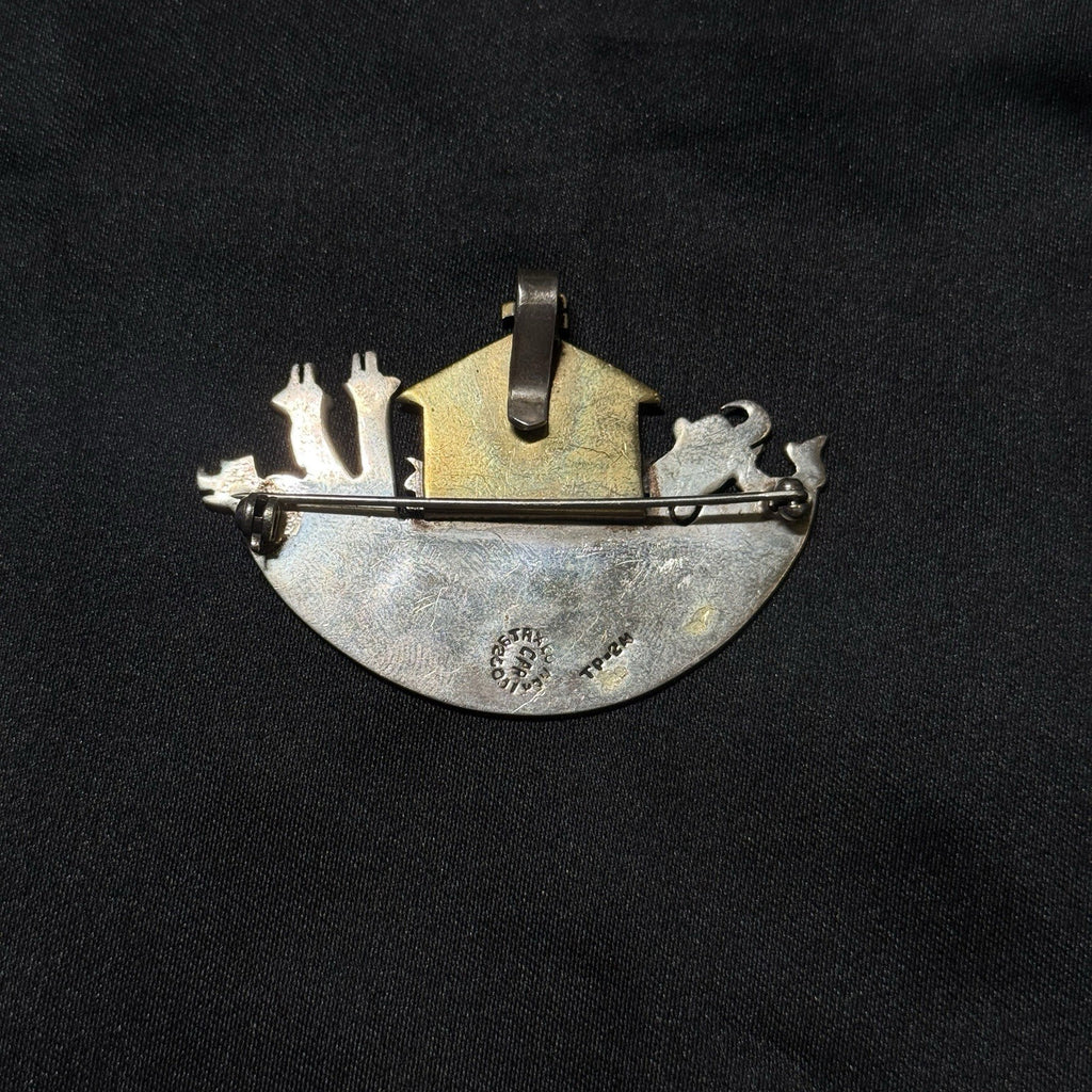 TAXCO Vintage Noah's ARK Sterling Silver and Brass Brooch Signed TP-2M 16.2 Gr