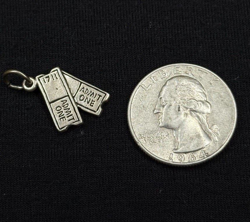 Vintage Sterling Silver Tickets For 2 Charm Pendant 925