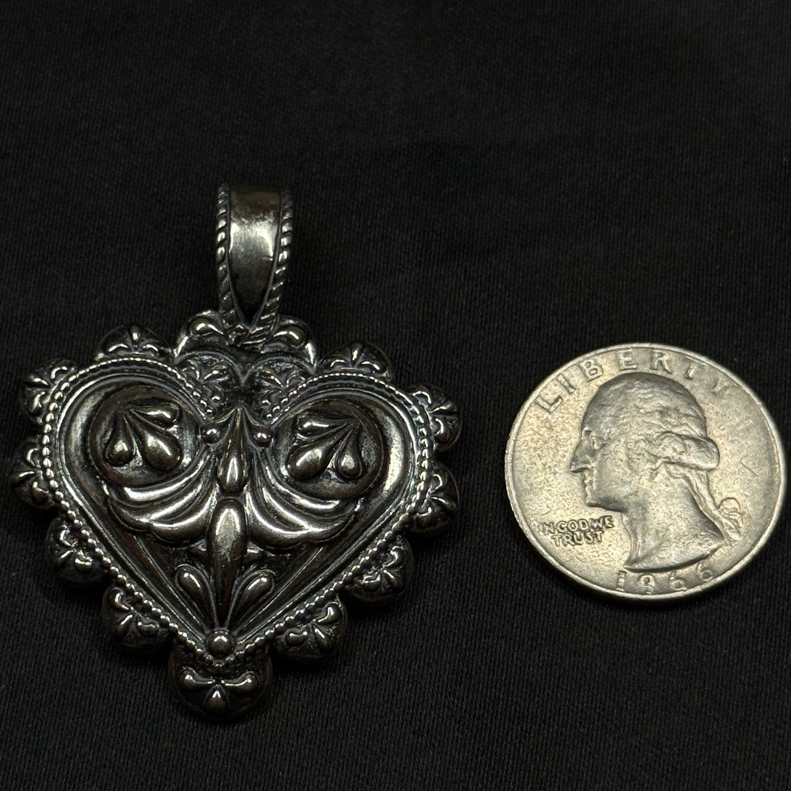 Carolyn Pollack Sterling Silver Southwest Heart Enhancer Pendant 925