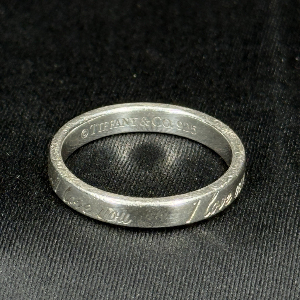 Estate Tiffany & Co. Sterling Silver Ring “I Love You” Notes 925 Size 5.5