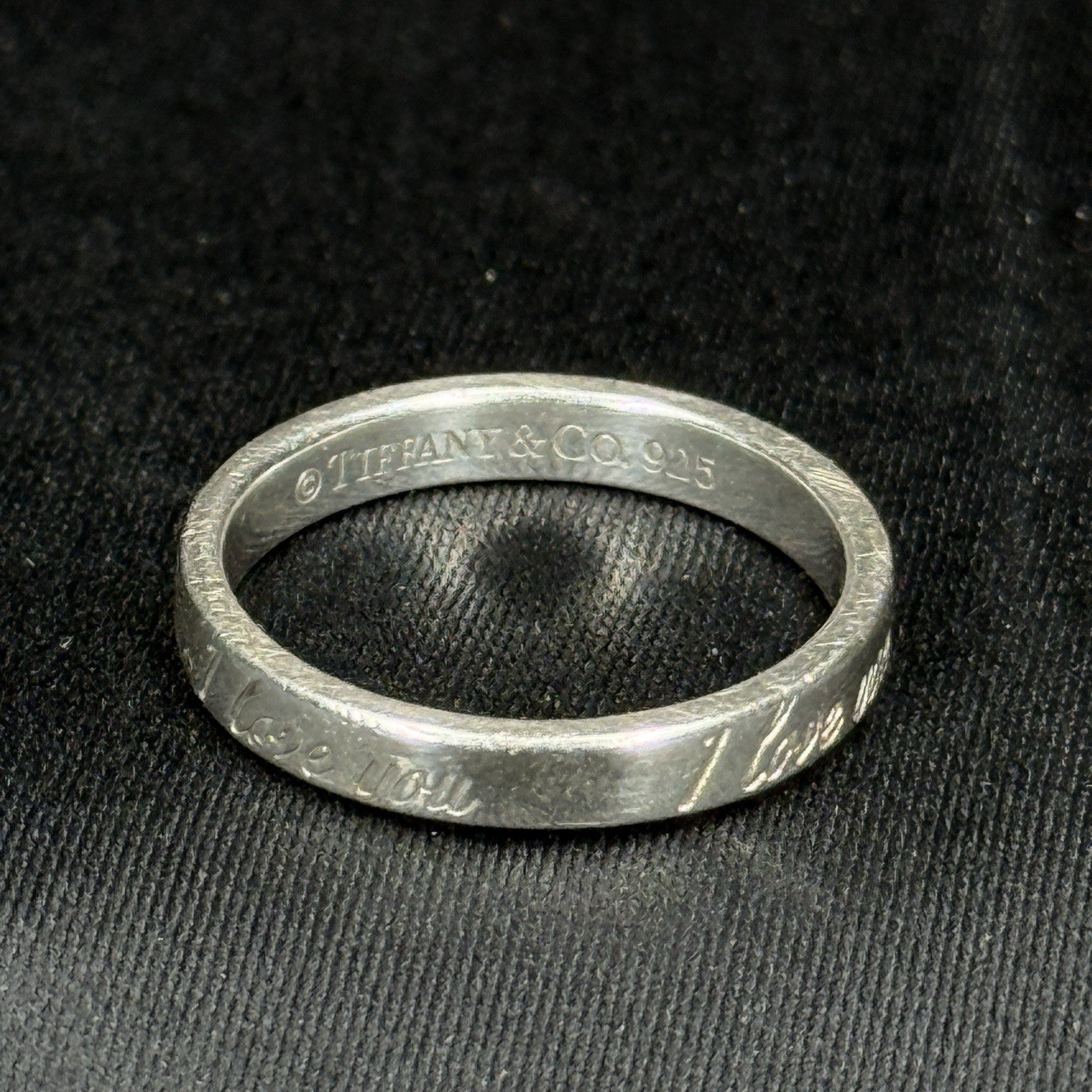 Estate Tiffany & Co. Sterling Silver Ring “I Love You” Notes 925 Size 5.5