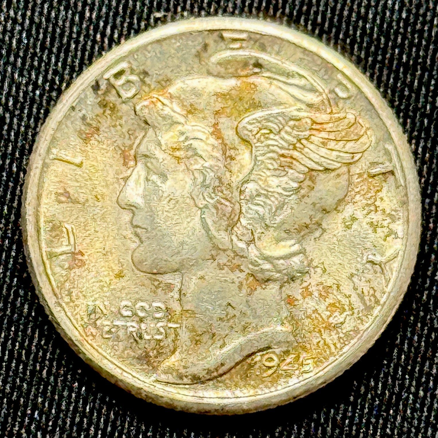 1945-D Mercury Dime MS Full Bands FSB Toned Silver 10C Denver Mint Coin