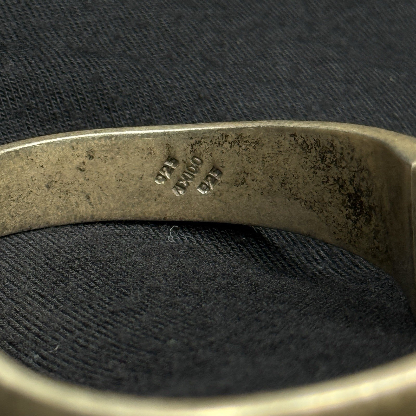 Estate Sterling Silver Stone Inlay Clamp Bangle Bracelet Cuff 925 Mexico HEAVY