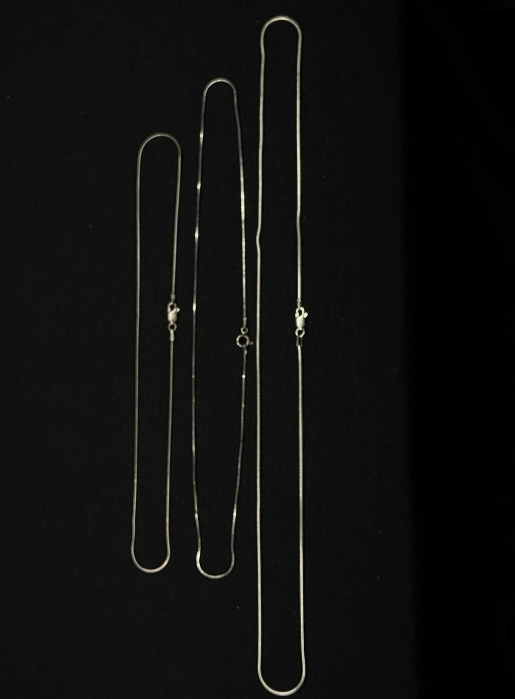 Lot Of 3 Sterling Silver Snake Chains 925 Various Sizes  18.3 Grams