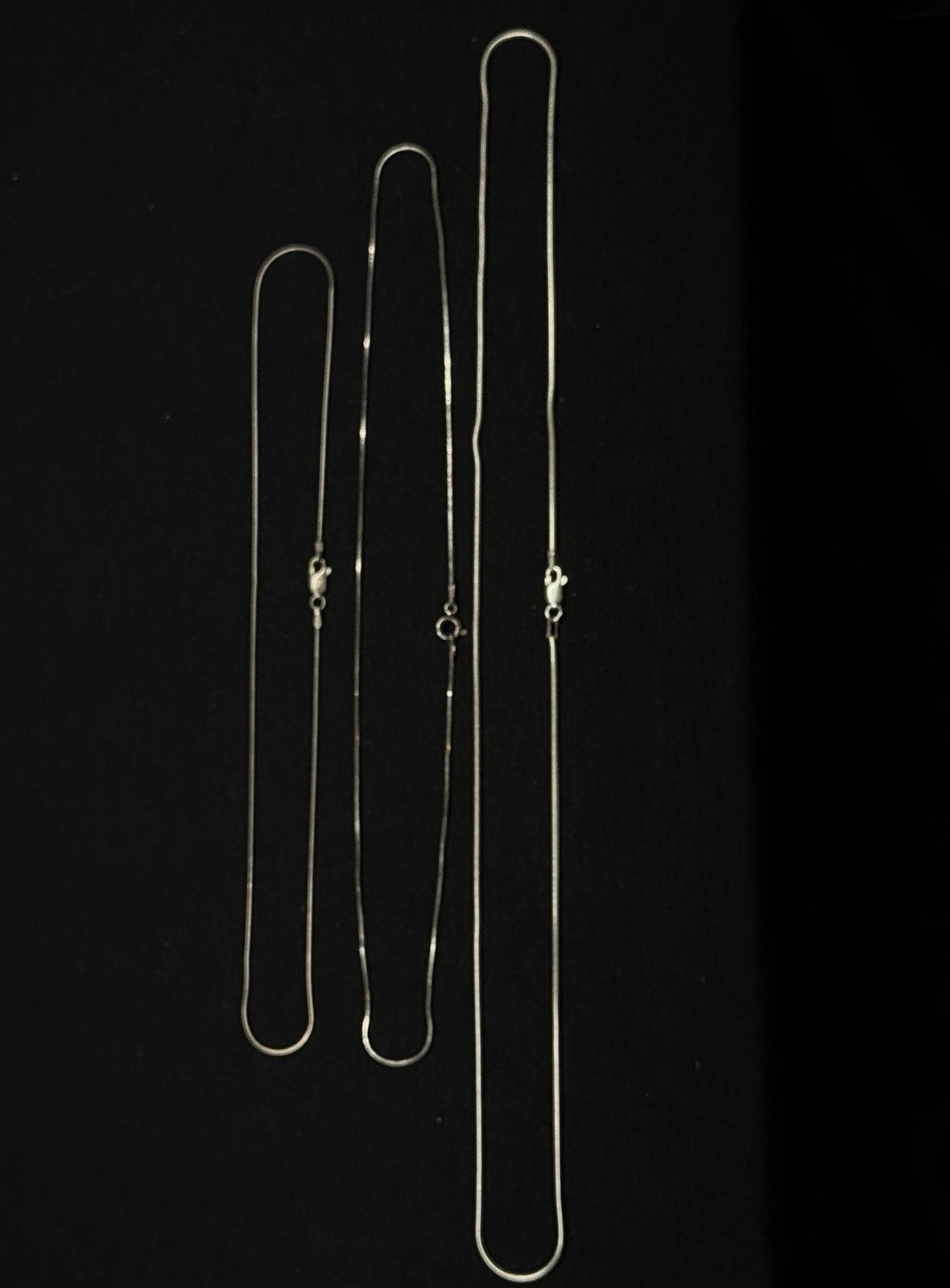 Lot Of 3 Sterling Silver Snake Chains 925 Various Sizes  18.3 Grams