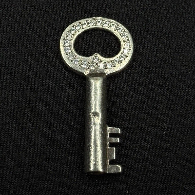 Darren Simonian Sterling Silver Key Cubic Zirconia Vintage Pendant Charm 925