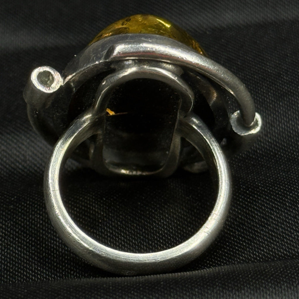 Estate Sterling Silver Ring Amber Hallmarked Size 4.5 925