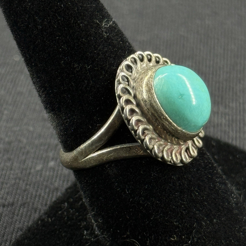Native Turquoise Sterling Silver Ring Size 6.75 925