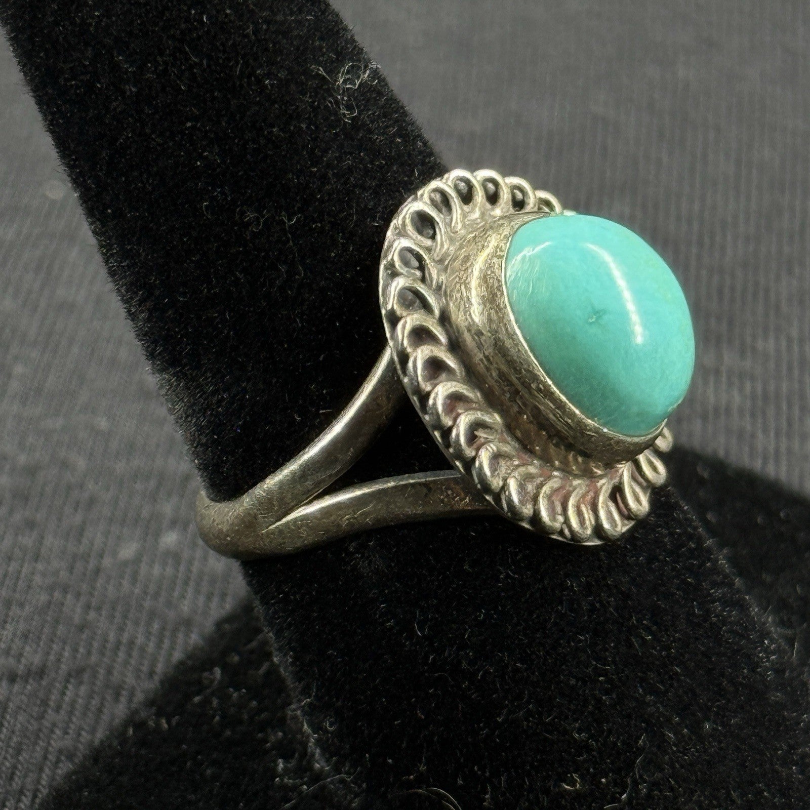Native Turquoise Sterling Silver Ring Size 6.75 925