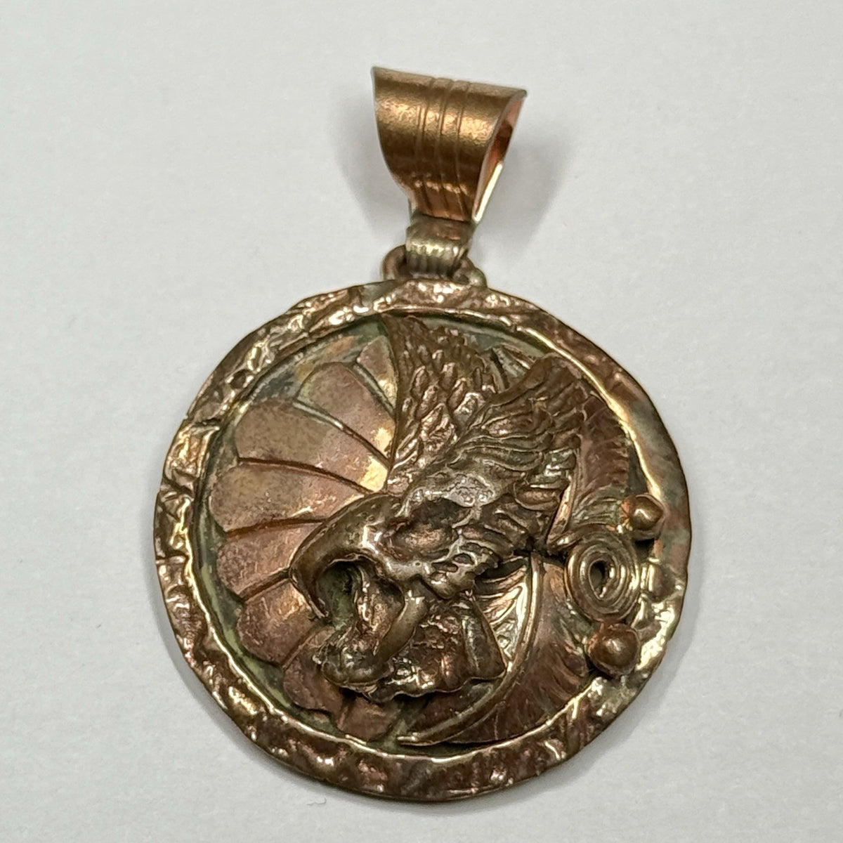 Running Bear Copper Eagle Pendant Signed RB 925 Native