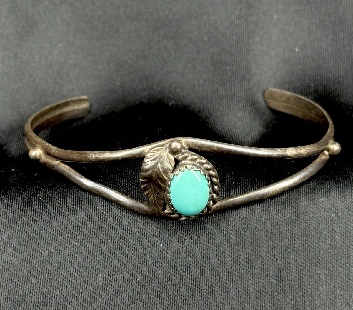 Native American Sterling Silver Cuff Bracelet Turquoise 925 Unsigned