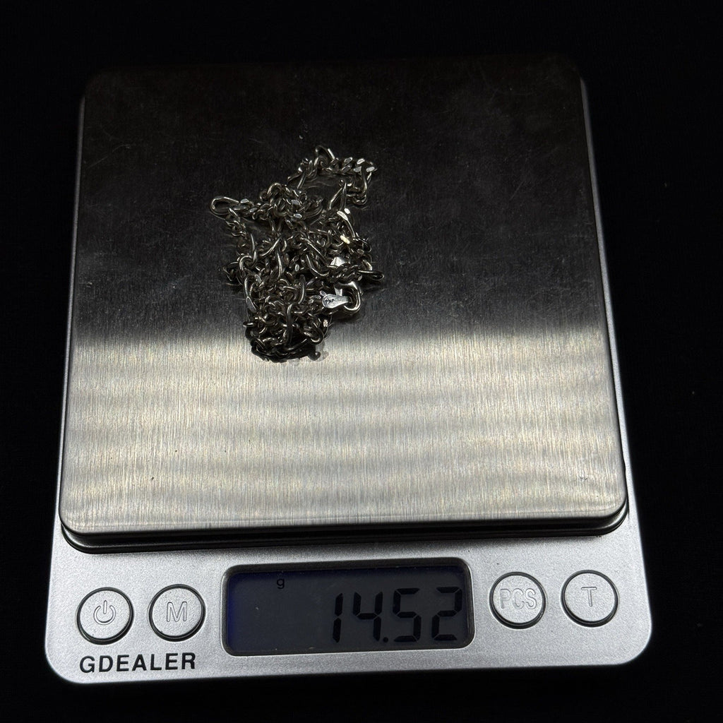 Estate Sterling Silver Figaro Necklace Chain Vintage 925 14.5 Grams 20.5IN