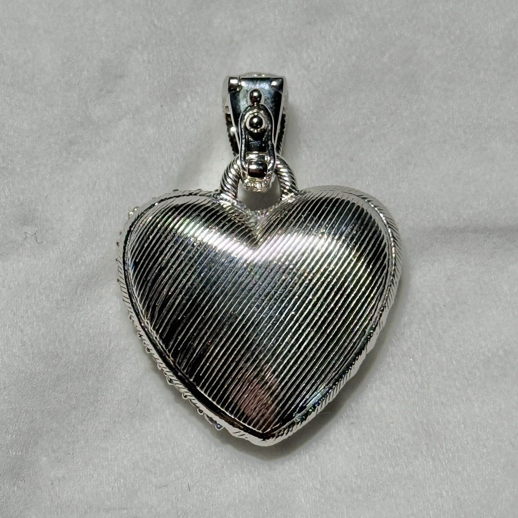Judith Ripka Puffy Heart Sterling Silver 925 Double Sided Enhancer Pendant