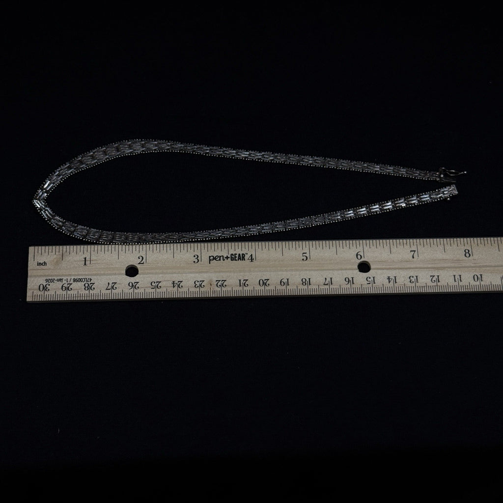 Estate Sterling Silver Chevron V Necklace Chain 925  Vintage 27.5 Grams 18IN