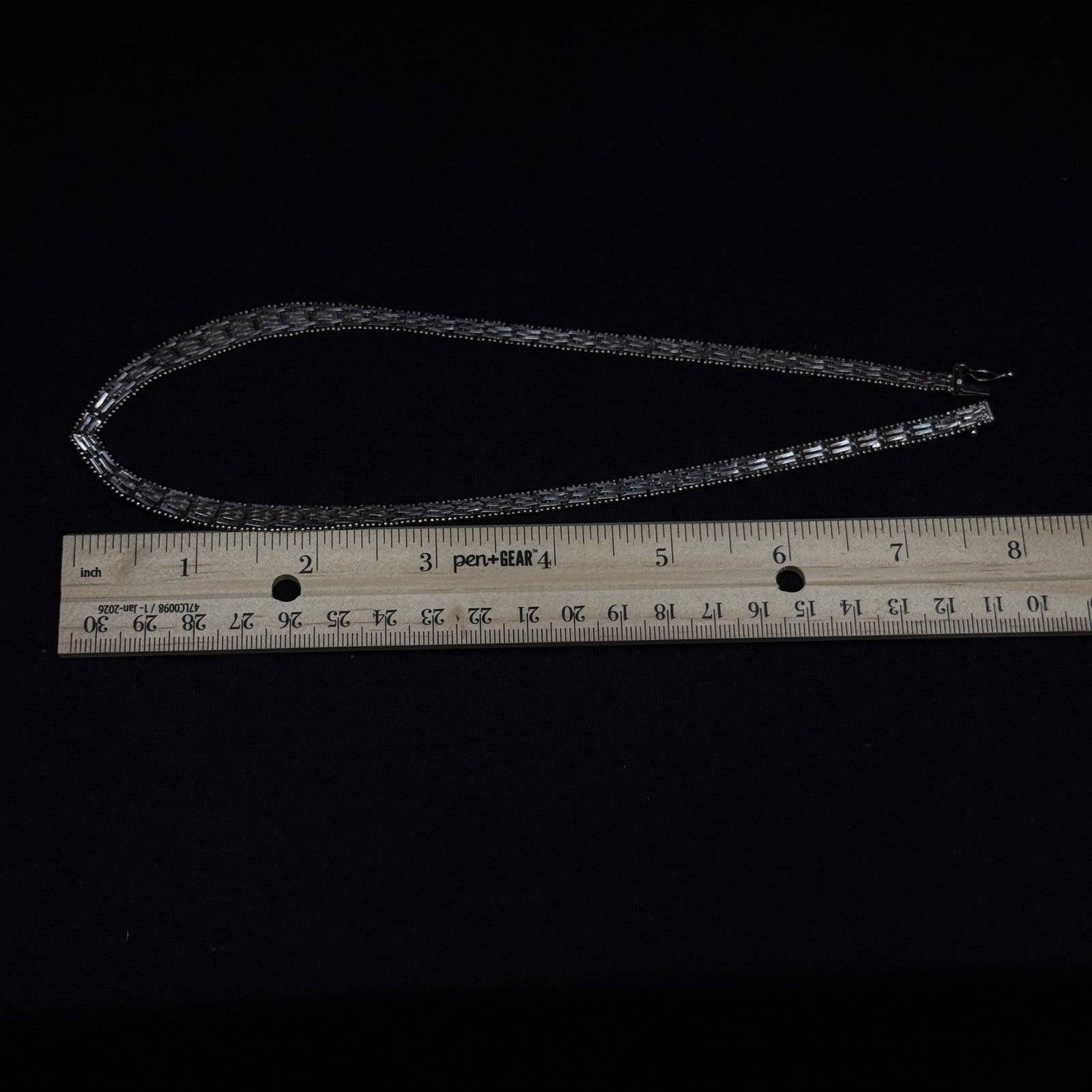 Estate Sterling Silver Chevron V Necklace Chain 925  Vintage 27.5 Grams 18IN