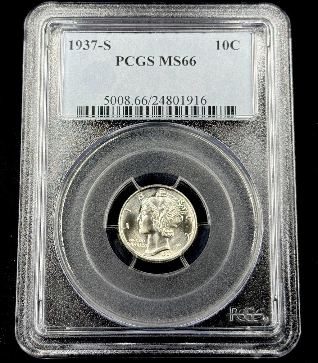 1937-S Mercury Dime Silver PCGS MS66 Blast White Gem Luster