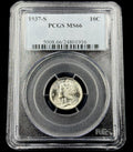 1937-S Mercury Dime Silver PCGS MS66 Blast White Gem Luster