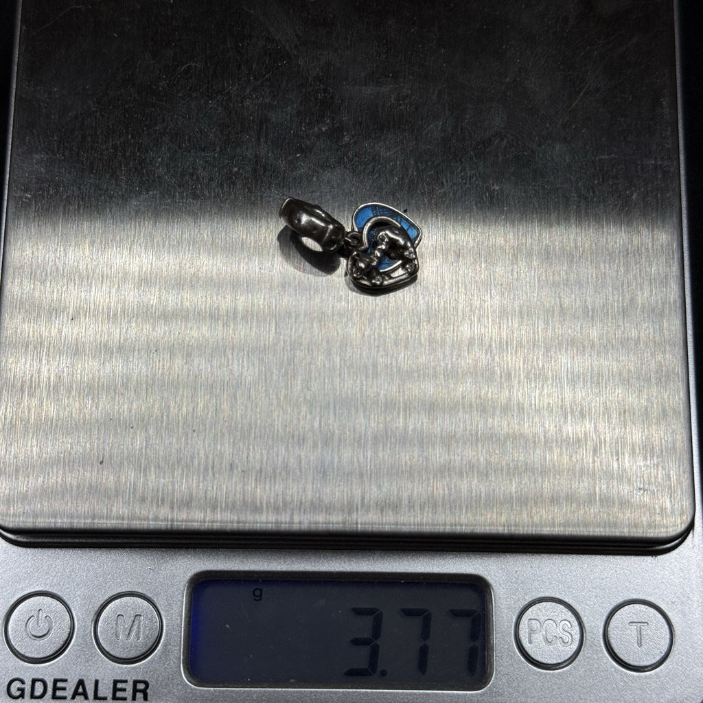 Pandora Disney Sterling Silver Opposites Attract Heart Dangle Charm Blue