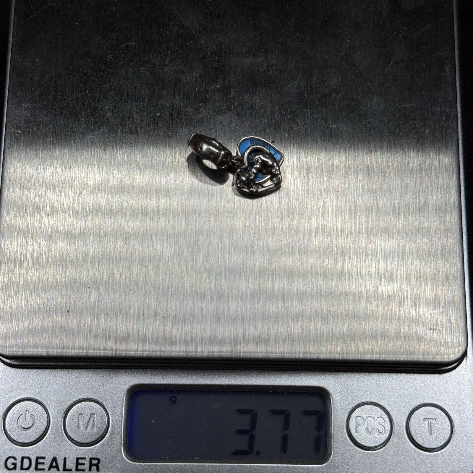 Pandora Disney Sterling Silver Opposites Attract Heart Dangle Charm Blue