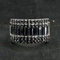 Estate Sterling Silver Ring Black CZ Baguette Cluster Thick Band 925 Size 6