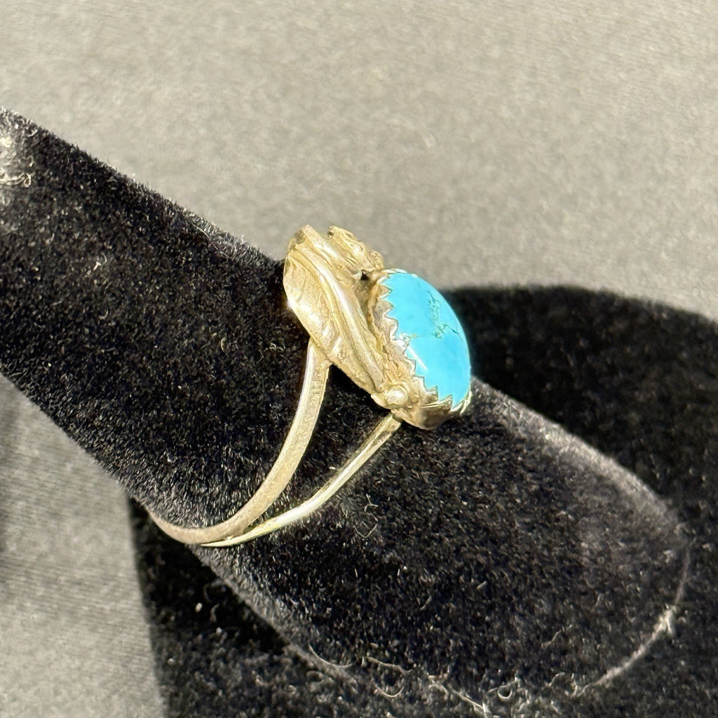 Native American Style Sterling Silver Ring Turquoise Size 5.75 Unsigned
