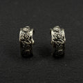 Estate Sterling Silver Earrings Floral  Half Hoop Stud 925 Israel