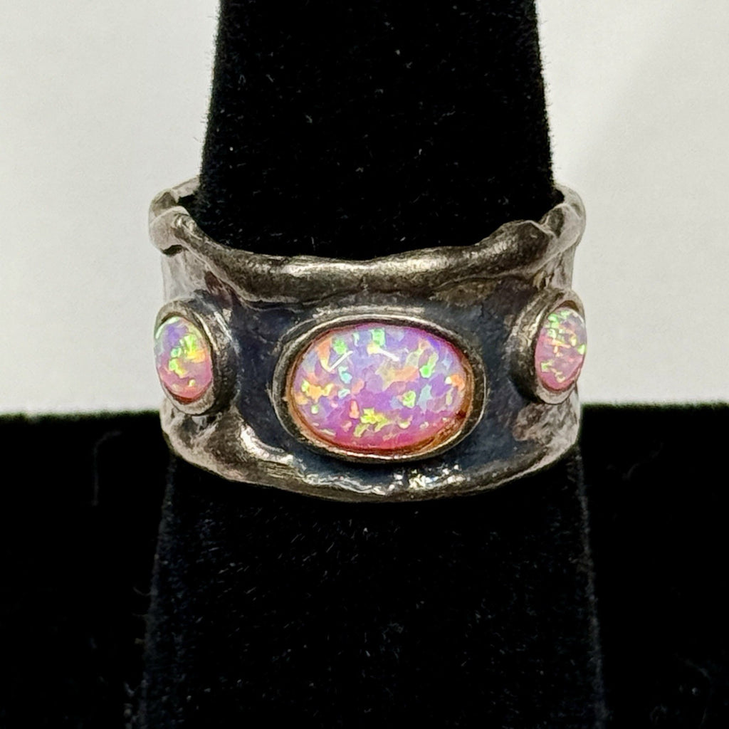 Estate Sterling Silver Pink Opal Ring 925 SIZE 7 Stamped SIL