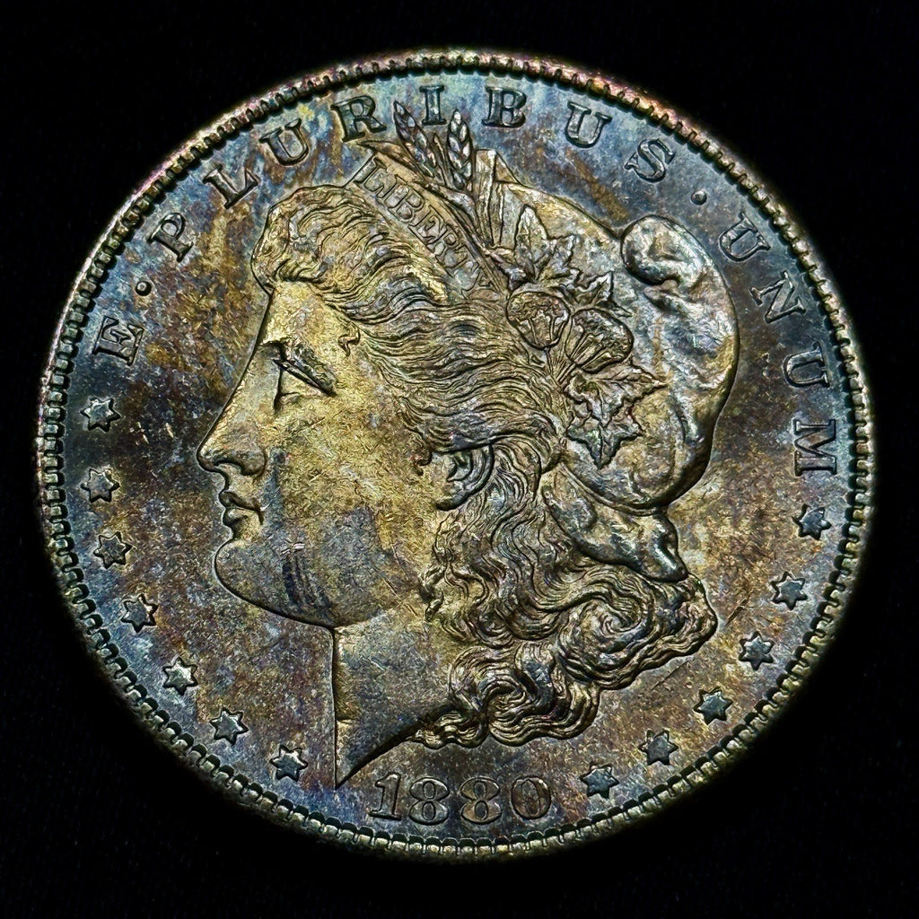 1880-S Morgan Silver Dollar Raw Uncirculated Monster Toned Flashy