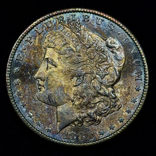 1880-S Morgan Silver Dollar Raw Uncirculated Monster Toned Flashy