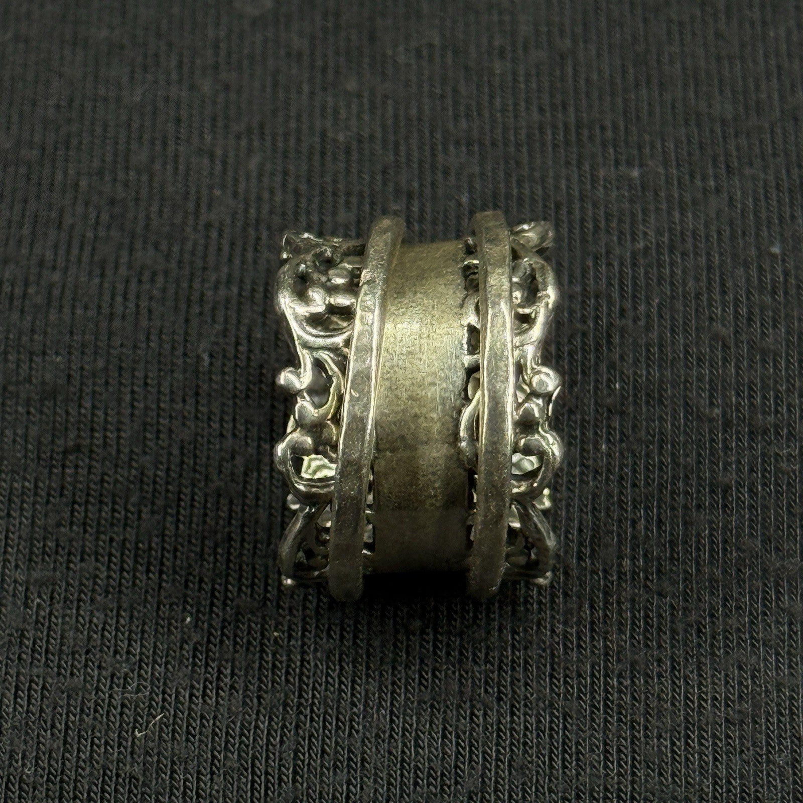 Estate Sterling Silver Ring Israel Spinner Worry Ring Thick Band Size 5 925