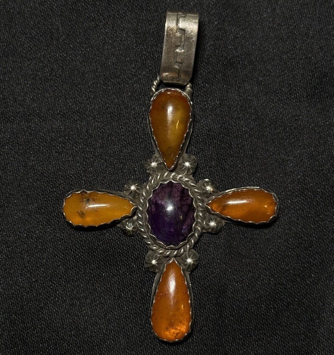 Large Native American Navajo Sterling Silver Pendant FC STG Signed
