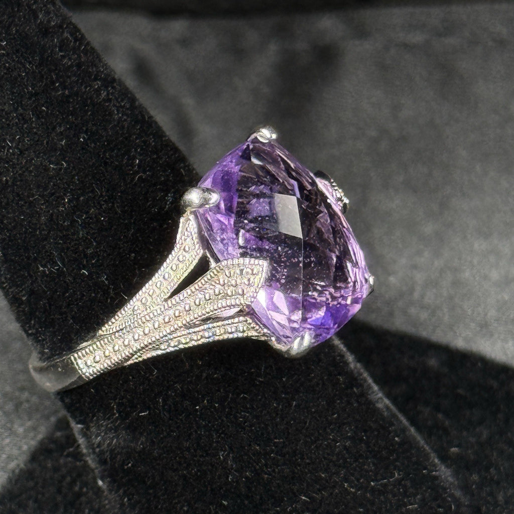 Estate Sterling Silver Ring Purple Amethyst 925 Size 7
