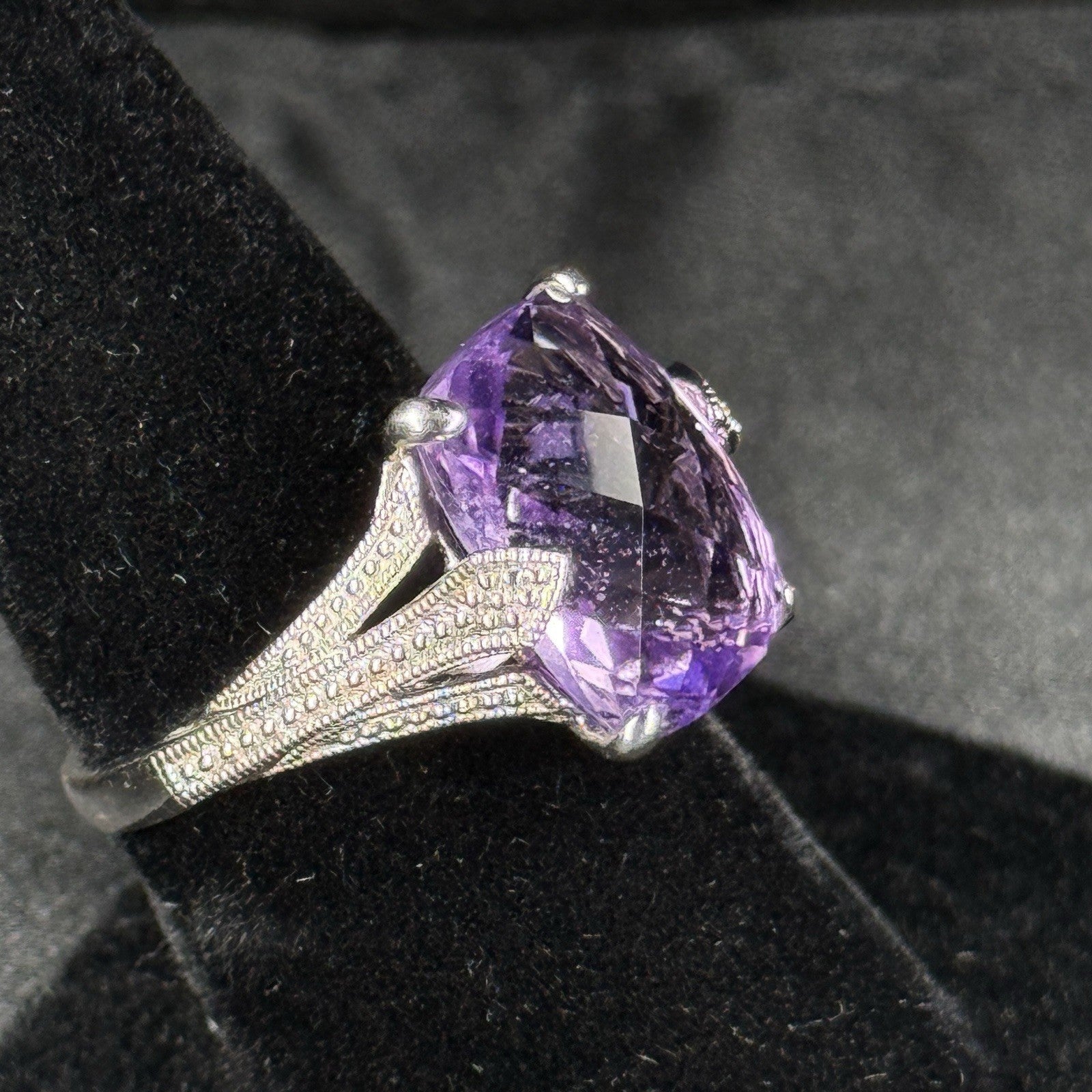 Estate Sterling Silver Ring Purple Amethyst 925 Size 7