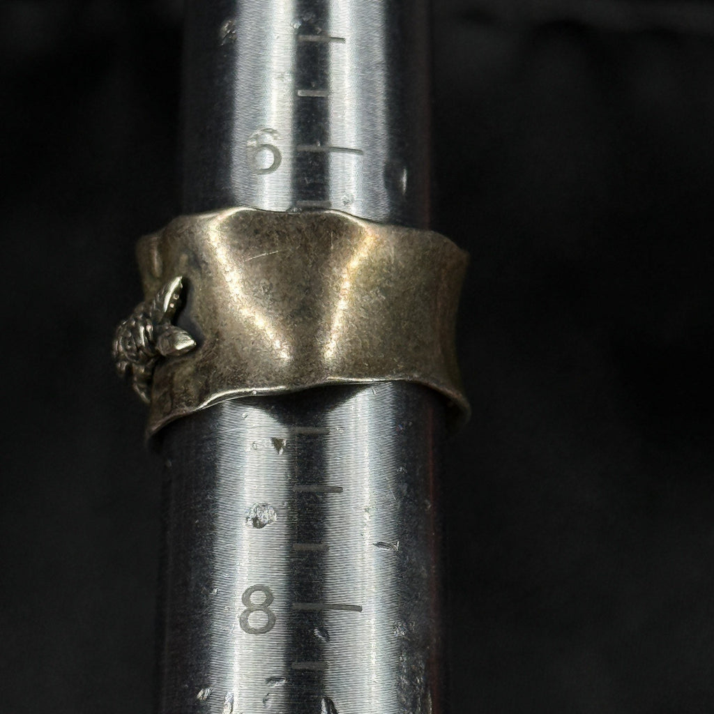 Estate Sterling Silver Ring floral Wide Band Size 6.75 925