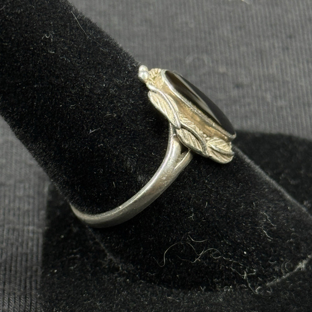 Navajo Native Sterling Silver Ring Black Onyx Size 7.5 925