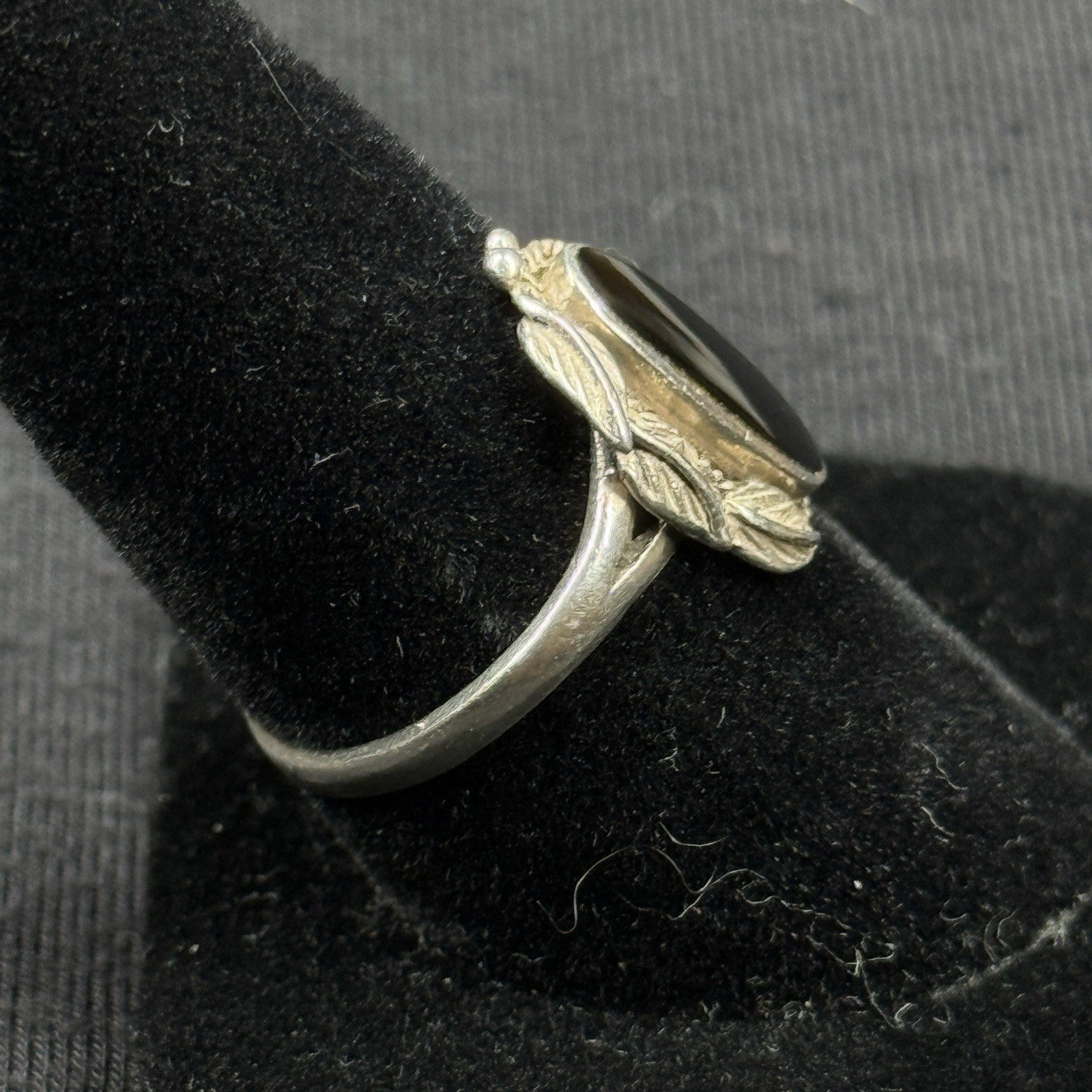 Navajo Native Sterling Silver Ring Black Onyx Size 7.5 925