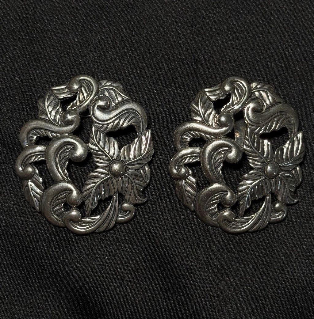 Carolyn Pollack Sterling Silver Floral Broach Slide Pendant Charm Pair 32 Grams