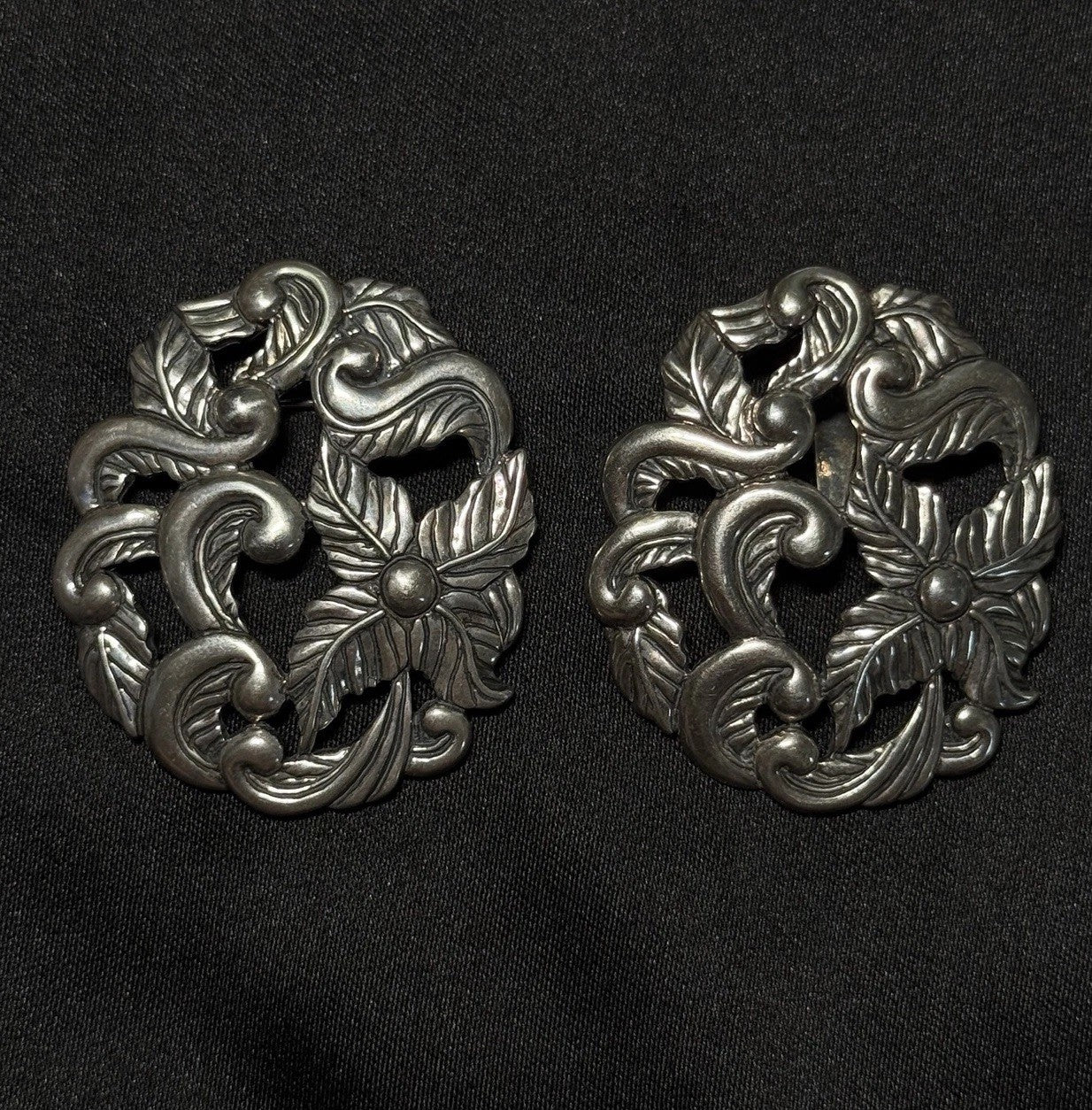 Carolyn Pollack Sterling Silver Floral Broach Slide Pendant Charm Pair 32 Grams