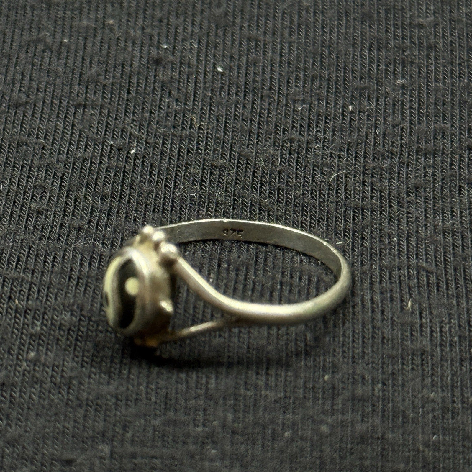 Estate Vintage Sterling Silver Yin Yang Enamel Ring Size 4.5