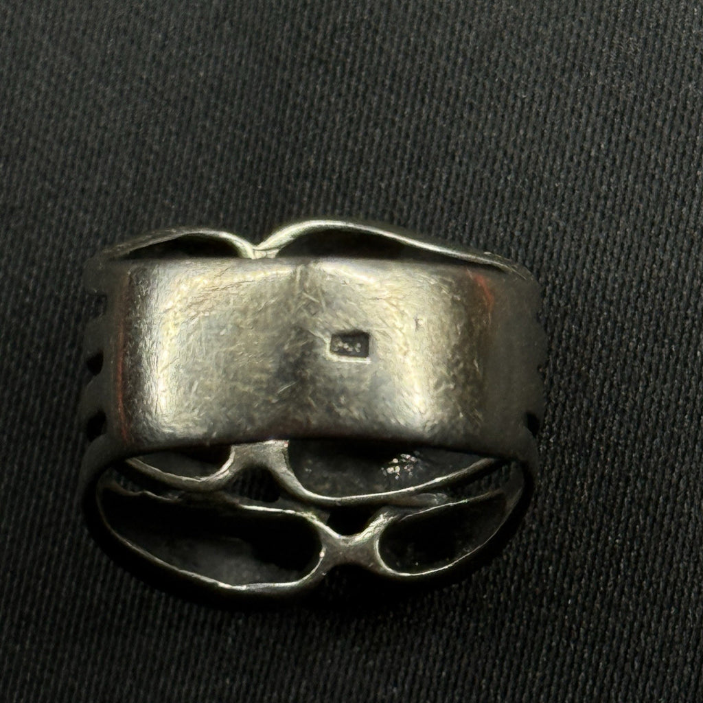 Estate Sterling Silver Ring Abstract Artisan Wide Band Size 6 Hallmarked 925