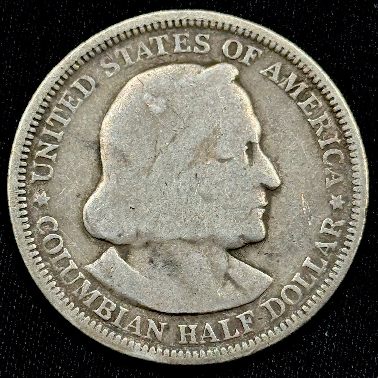 1893 Columbian Half Dollar Love Token Silver 50c Engraved Nice Piece