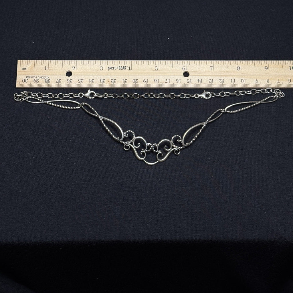 Estate Carolyn Pollack Sterling Silver Scroll Necklace 19IN 925