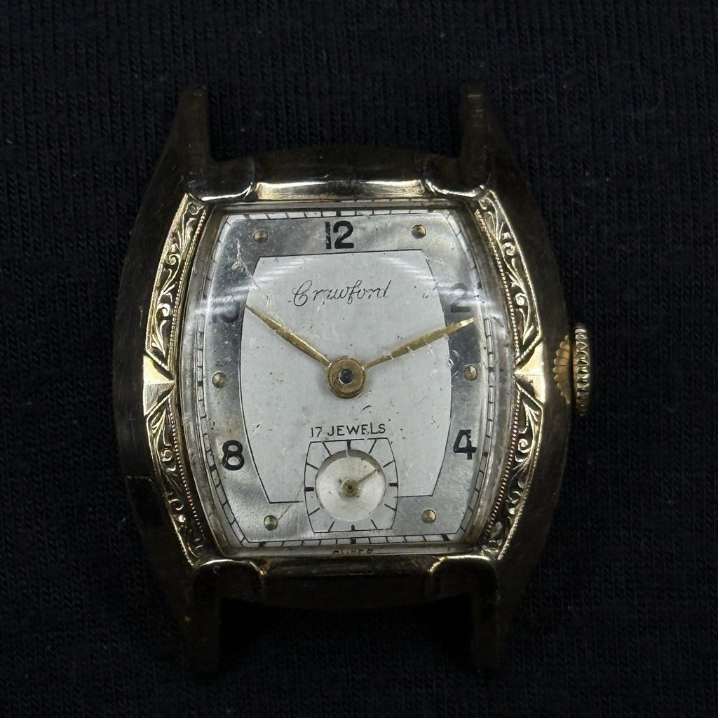 Vintage GF Crawford 10k Rolled Gold Running Watch For Parts Repair